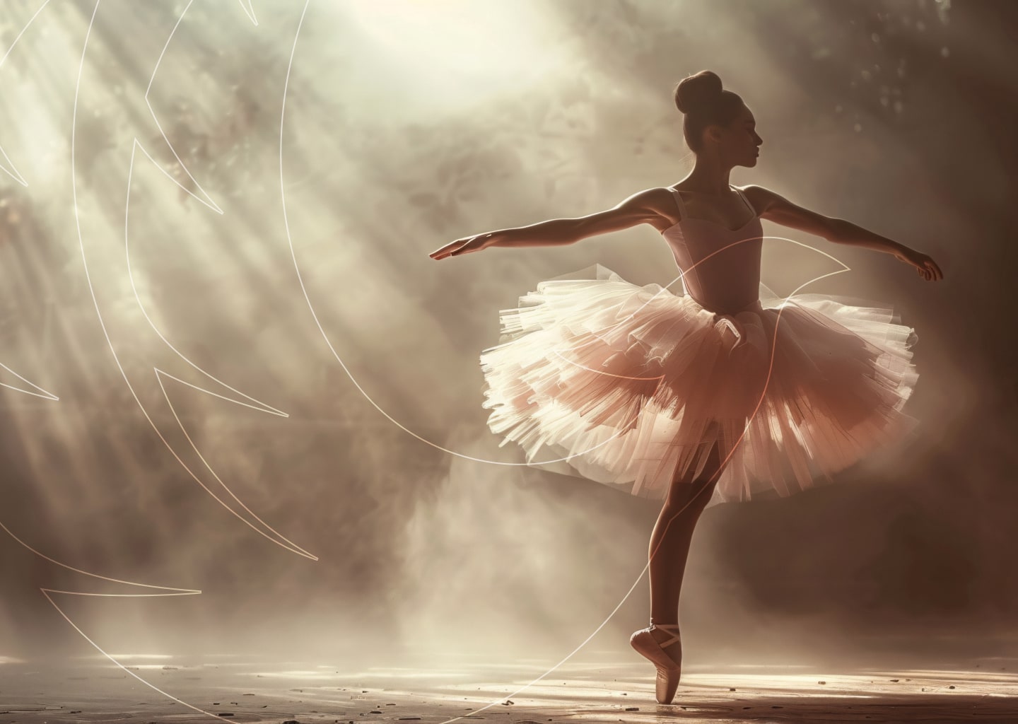 Bailarina jovem em pose clássica com iluminação dramática